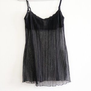 Vintage Pleated Sheer Babydoll Lingerie Dress